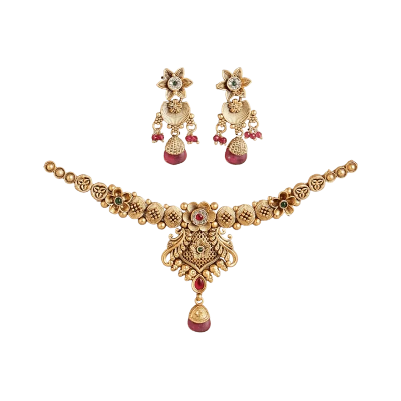 Noor Gold Plated Regal Jewellery Necklace Set