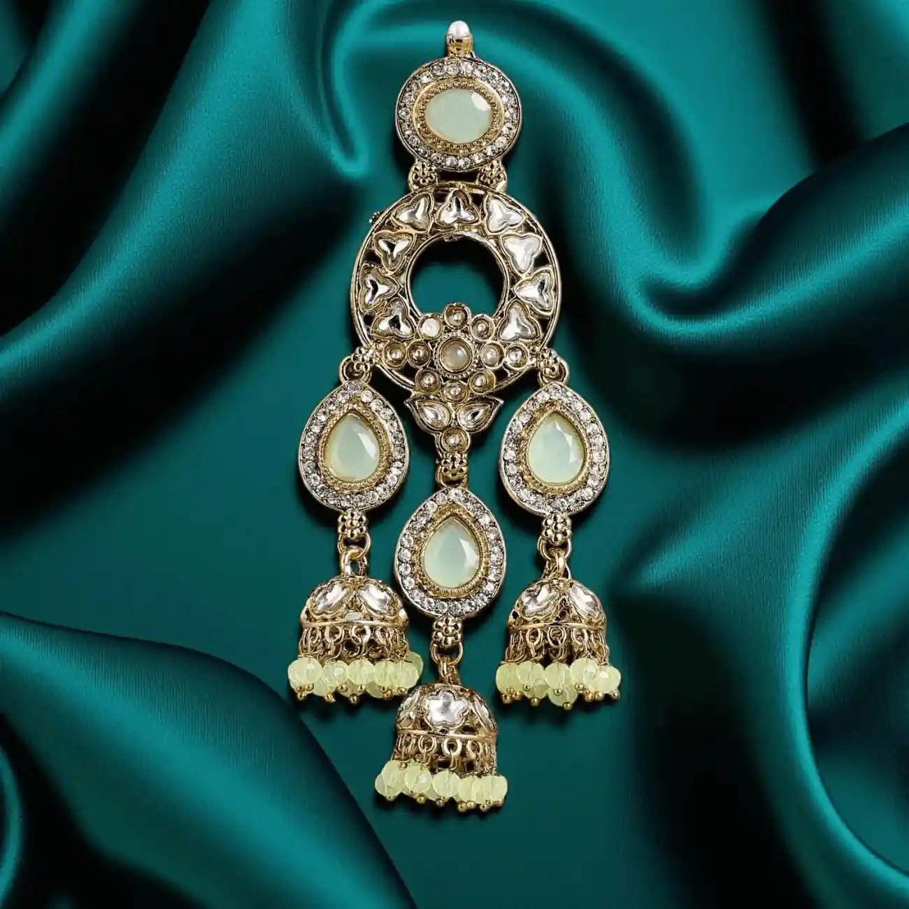 Neernidhi Gold Plated Drop Earrings - Sea Green