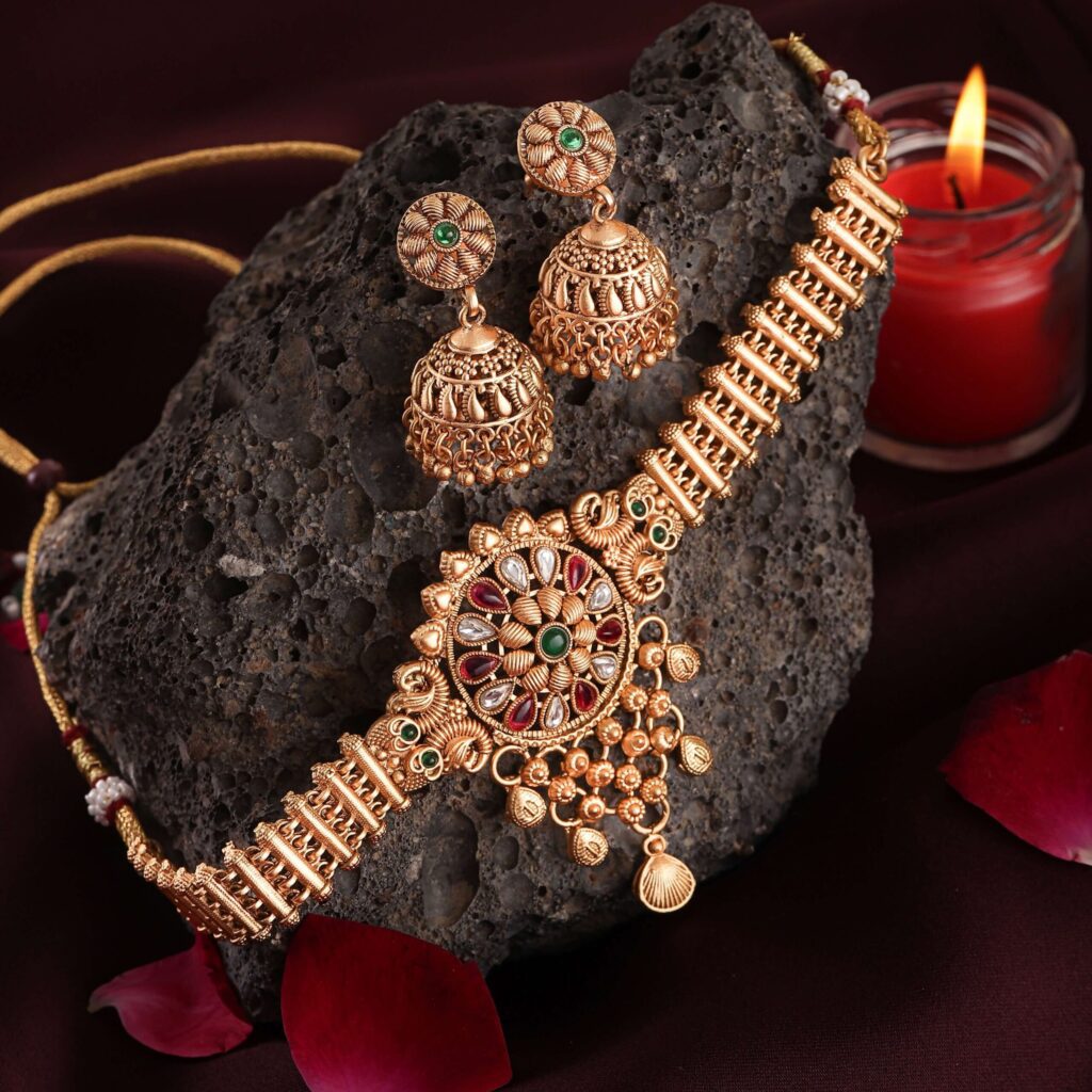 Embrace Royal Elegance with the Imani Gold Plated Regal Jewellery Choker Set