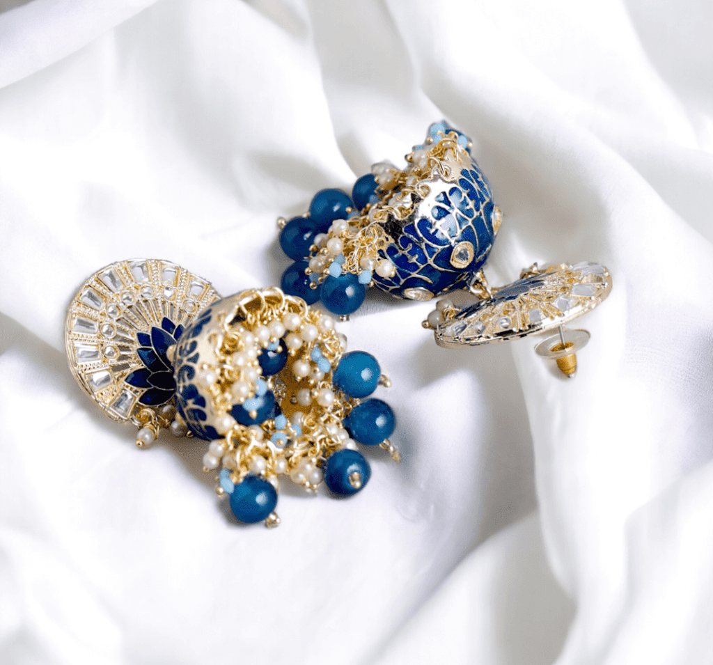 Sacred lotus drop earrings with gold finish