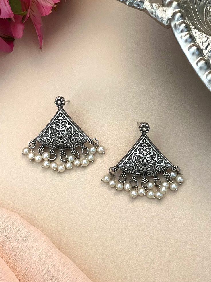 Timeless Silver Oxidised Earrings Set: Pack of 4 for Every Occasion