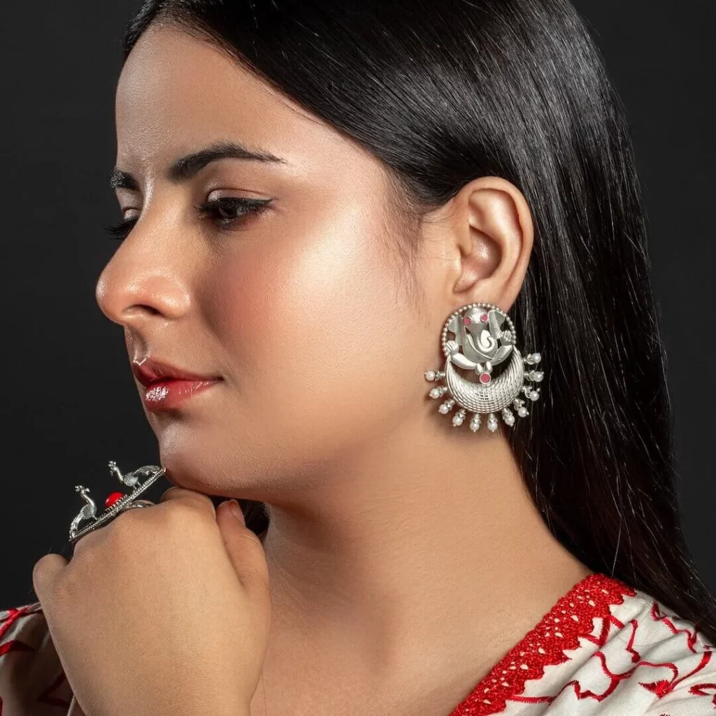 A Timeless Accessory: Upasana Silver Oxidised Drop Earrings 1 243A9112 Final 2