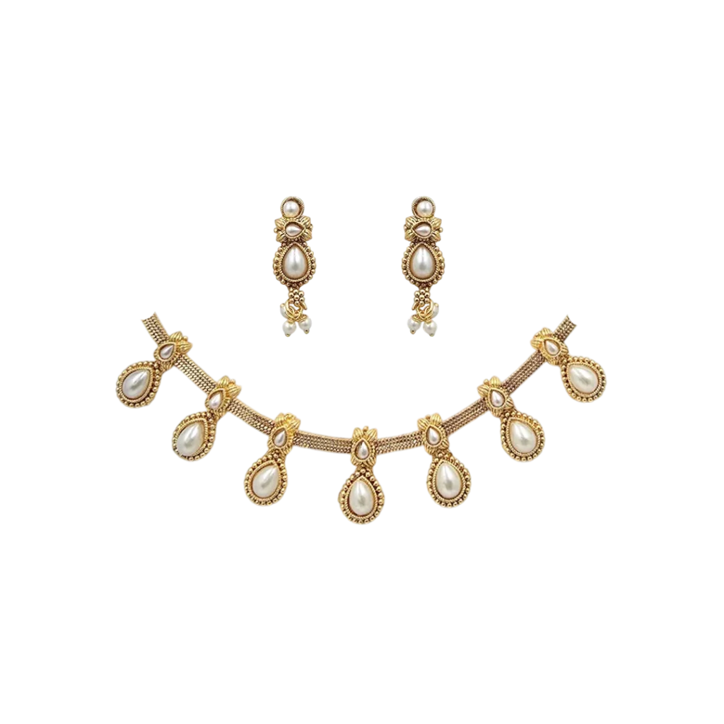 Ganga Dashara Kyon Manaya Jata Hai & Why South Indian Jewellery Sets Are Perfect for This Occasion 4 Iravati Emerald White – Teardrop Choker Set with Earrings