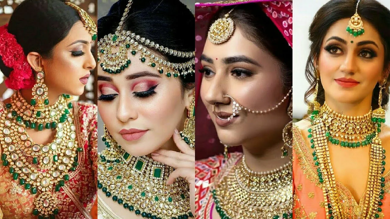 Wearing Green Jewellery Set with Red Outfits