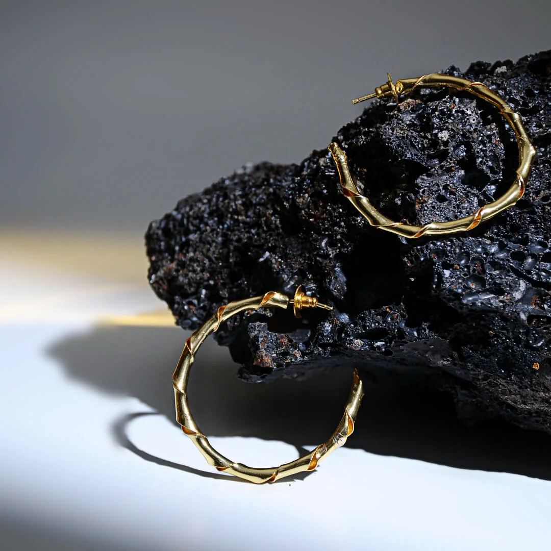 Kaia – Bamboo-Inspired Gold-Plated Brass Hoops Kaia – Bamboo-Inspired Gold-Plated Brass Hoops