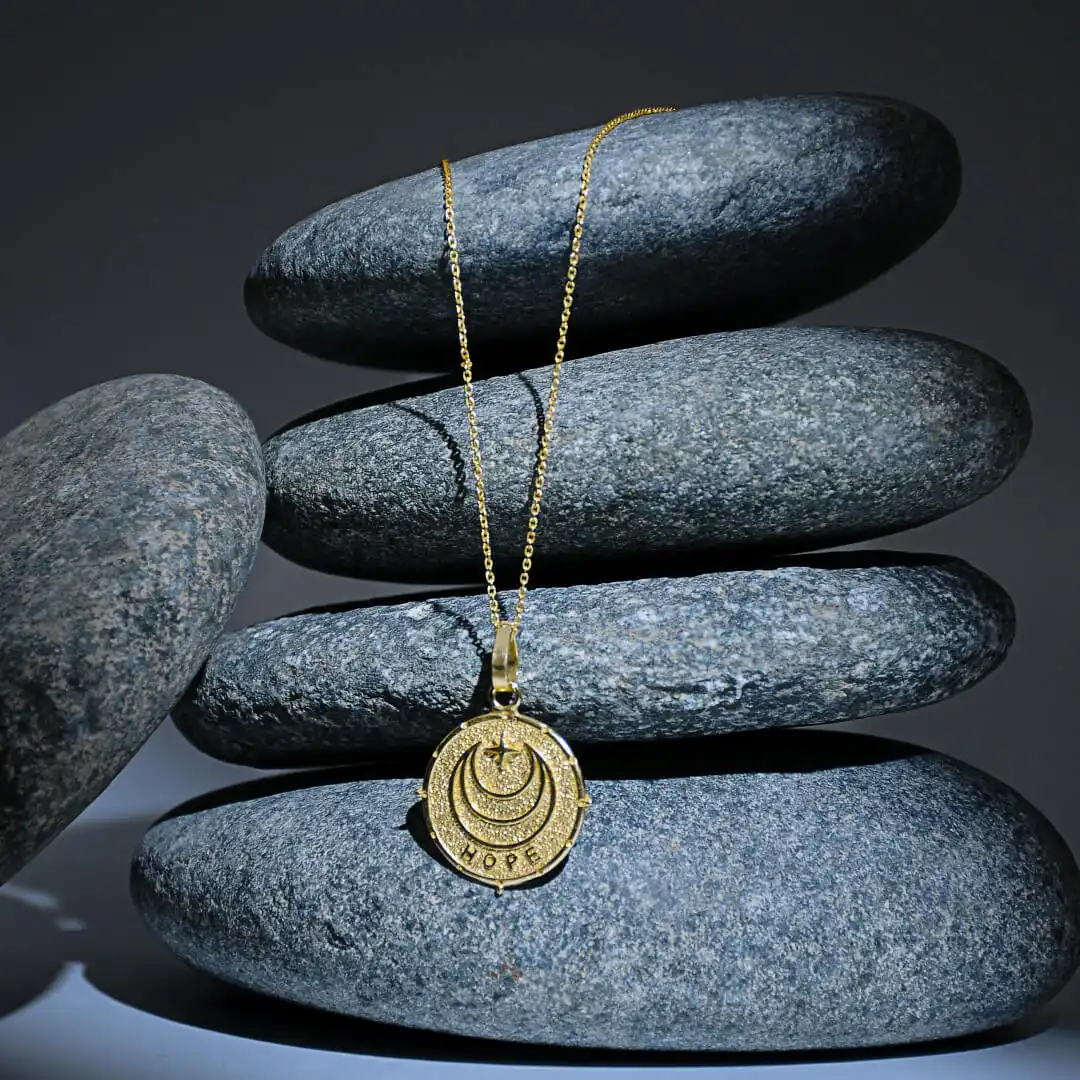 Solace – Gold-Plated Hope Crescent Pendant Necklace