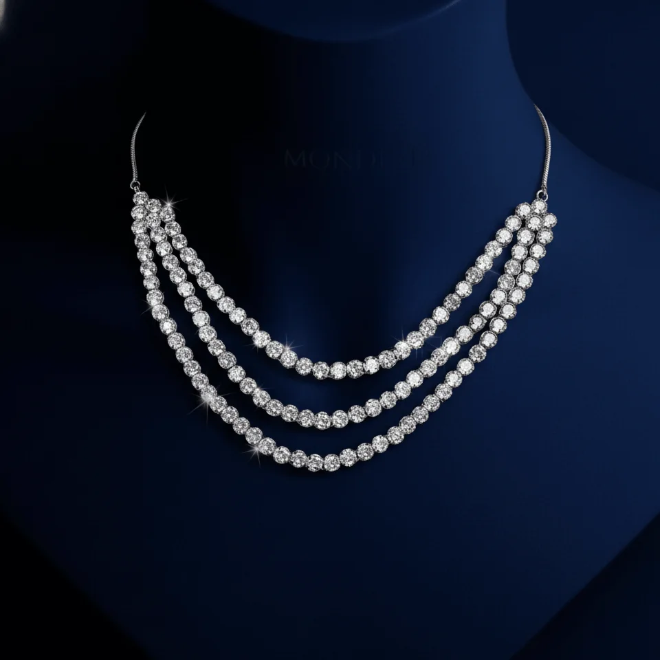 Seren – Triple Layer Diamond-Cut Crystal Necklace Set