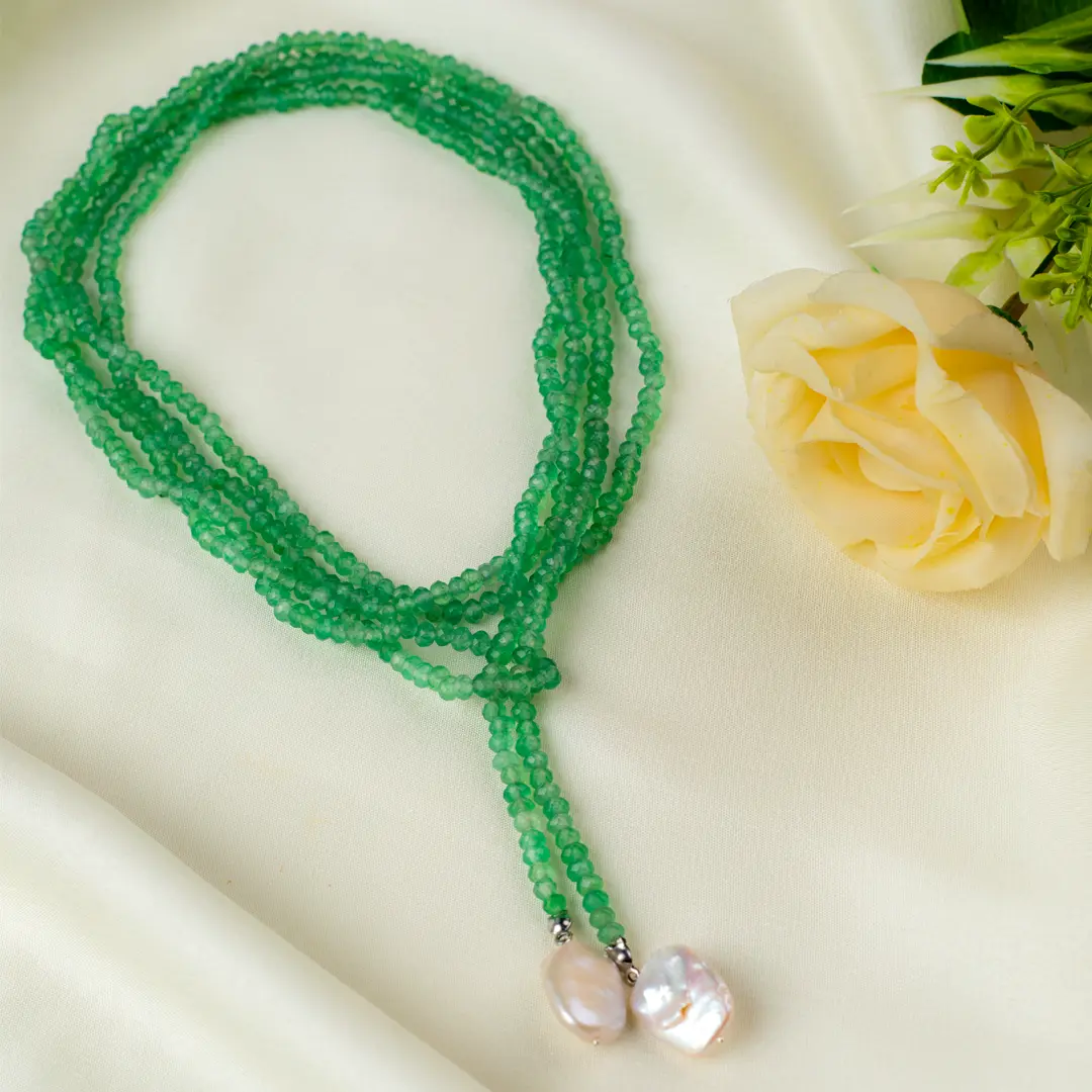Zariya – Green Aventurine Endless Pearl Drop Necklace
