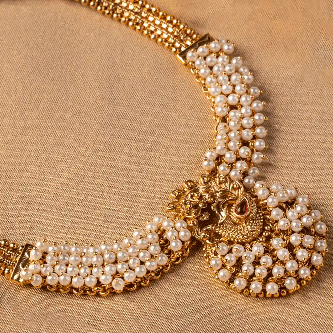 Mayurakshi – Pearl Temple Peacock Necklace Set Mayurakshi – Pearl Temple Peacock Necklace Set
