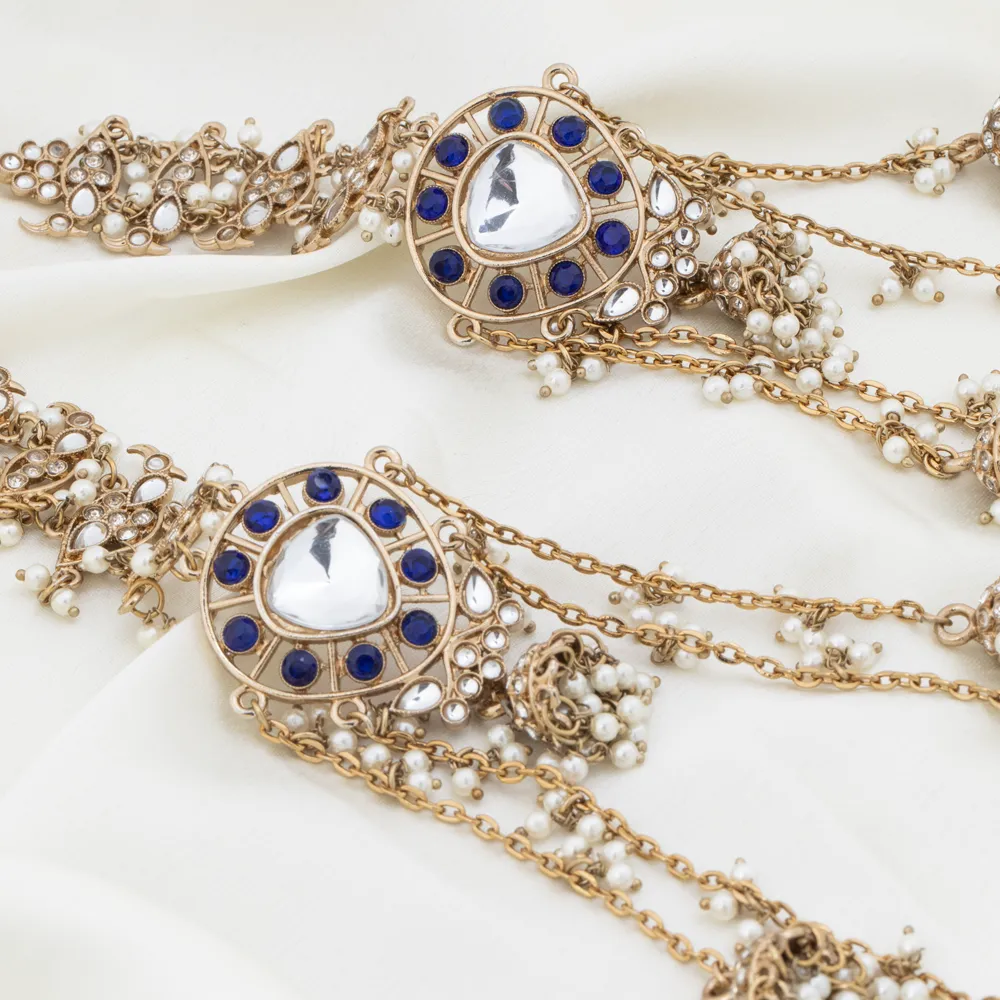Neelkamal – Sapphire Kundan Cascade Earrings Neelkamal – Sapphire Kundan Cascade Earrings