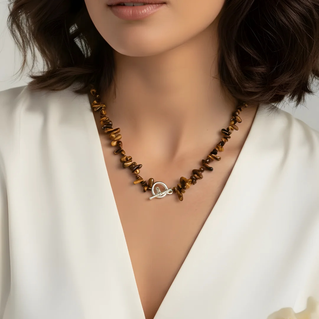 Taarakshi – Tiger Eye Natural Chip Stone Necklace