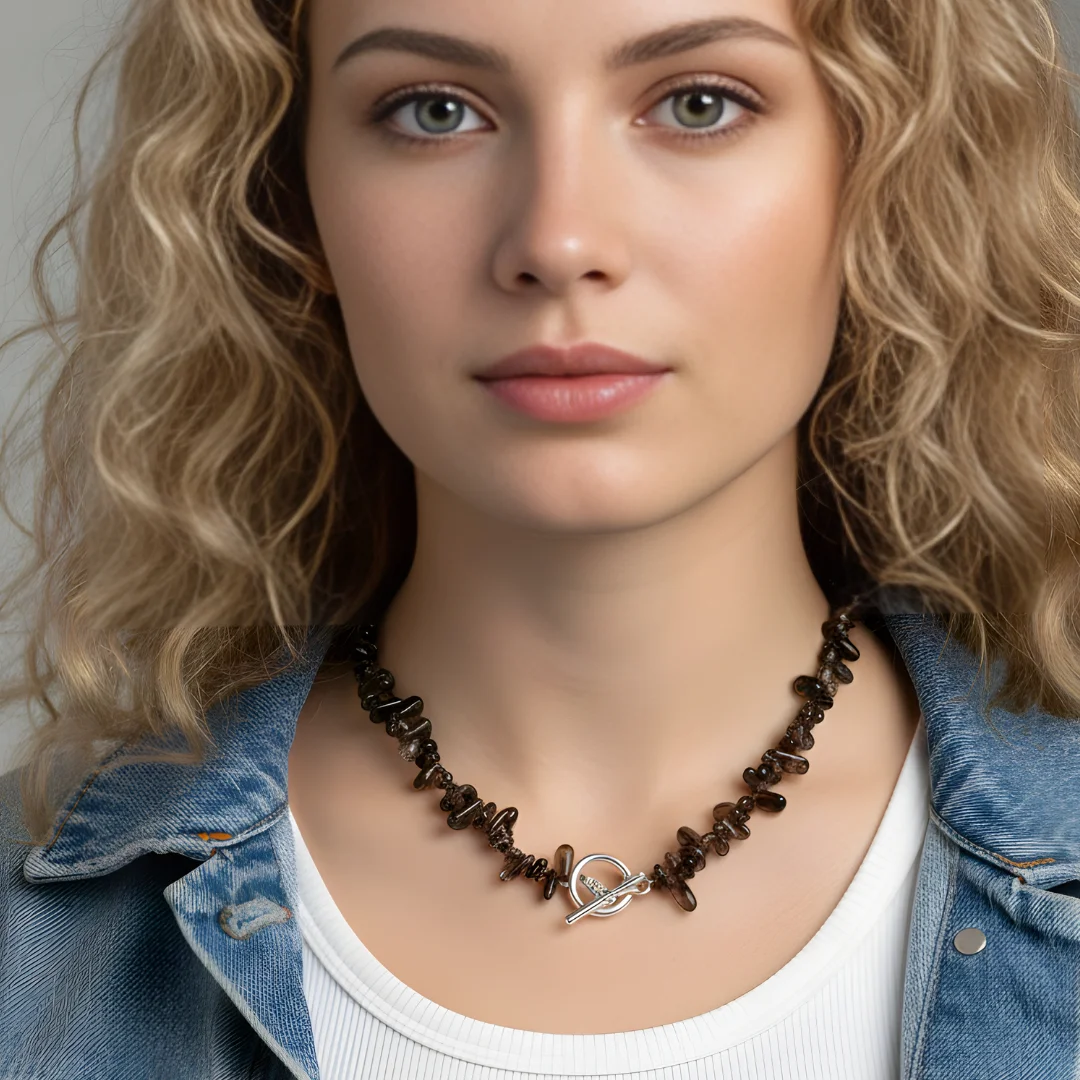 Smokara – Smoky Quartz Natural Chip Stone Necklace