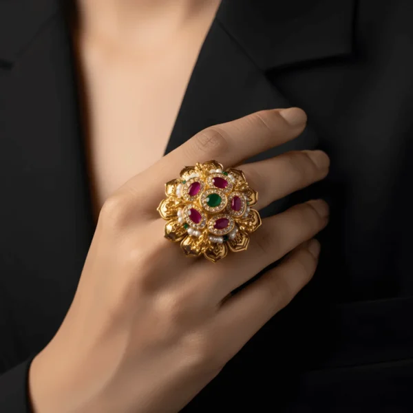 Vaishnavi – Floral Kundan Statement Ring