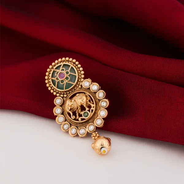 Devyani – Temple Meenakari Kundan Statement Ring