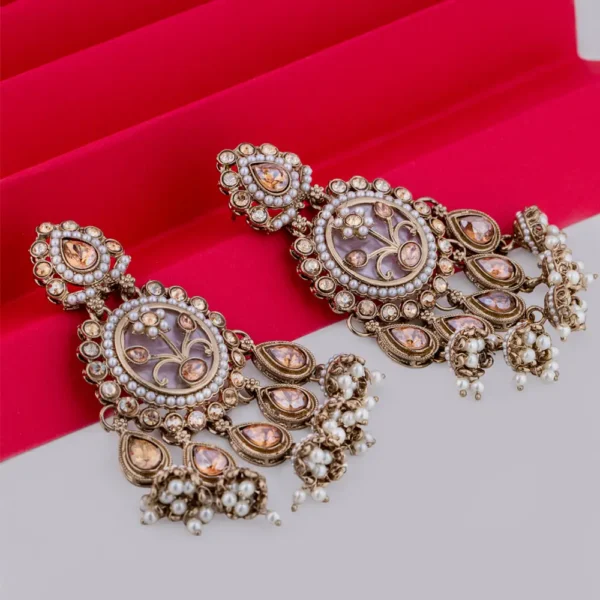 Meherika – Champagne Pearl Chandbali Earrings
