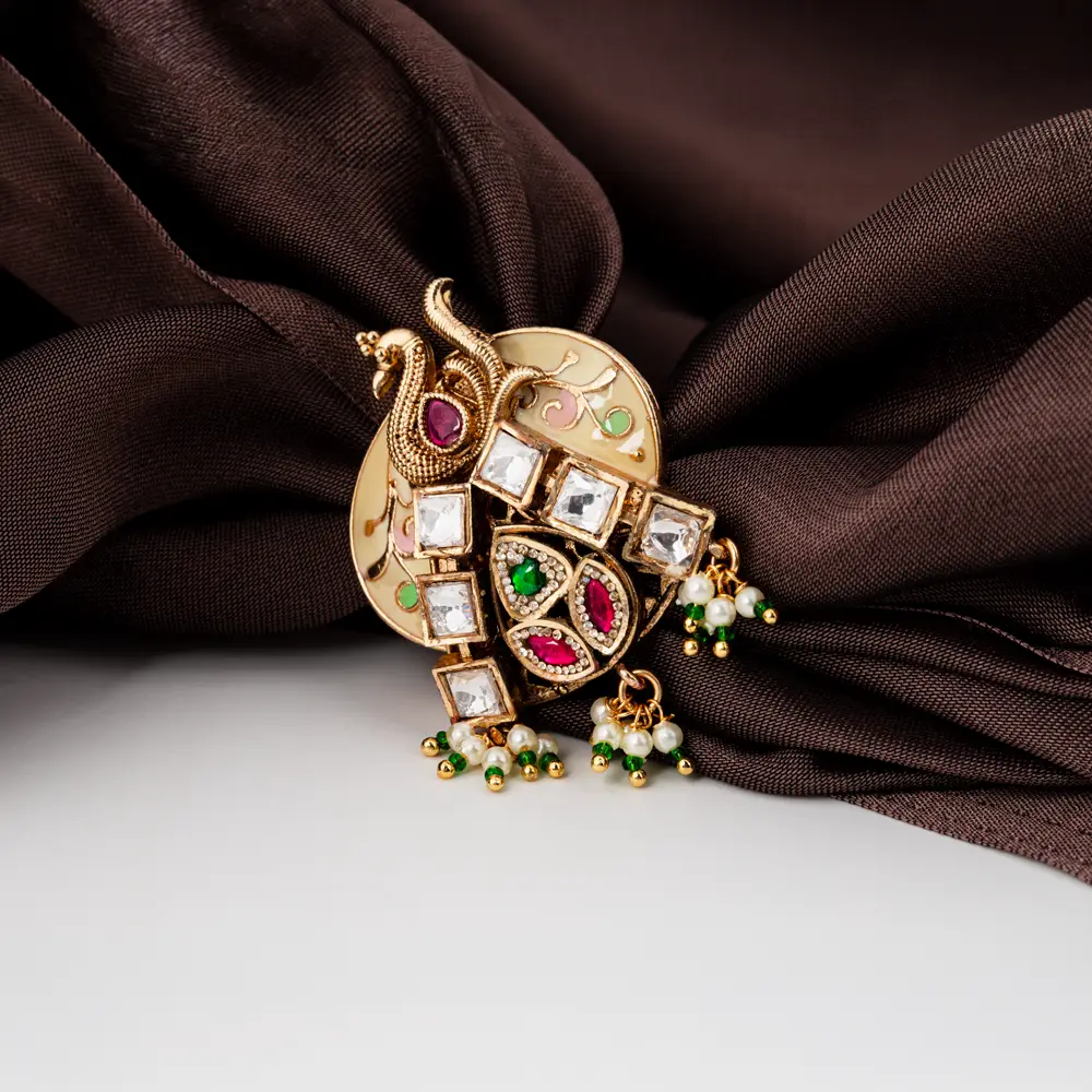 Mrinalini – Royal Meenakari Kundan Statement Ring
