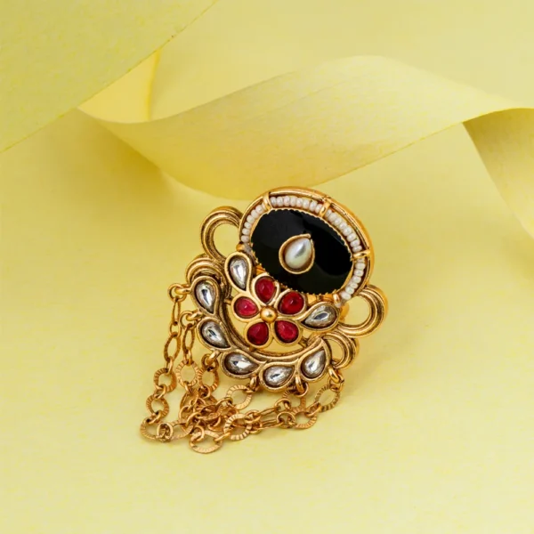 Shyamalika – Kundan Meenakari Statement Hand Ring