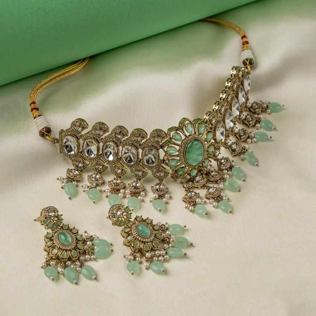 Mintara - american diamond necklace set - ruhratna