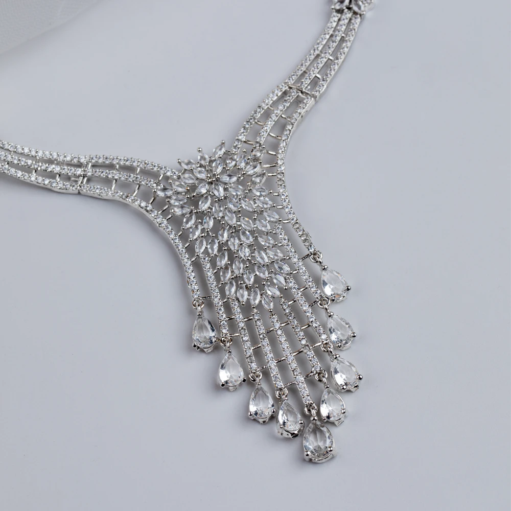 Celestira – Crystal Cascade Statement Necklace Set