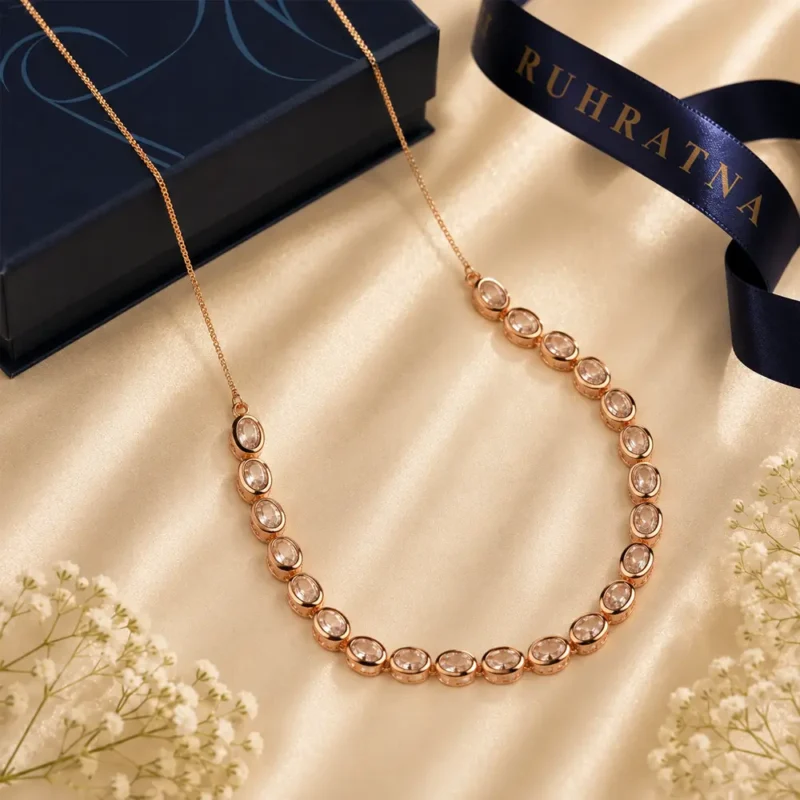 Ruhratna Tennis Necklace for Women with Matching Drop Earrings