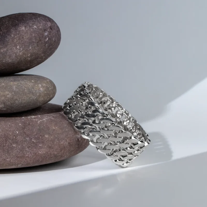 Astra silver chain link bangle set for women