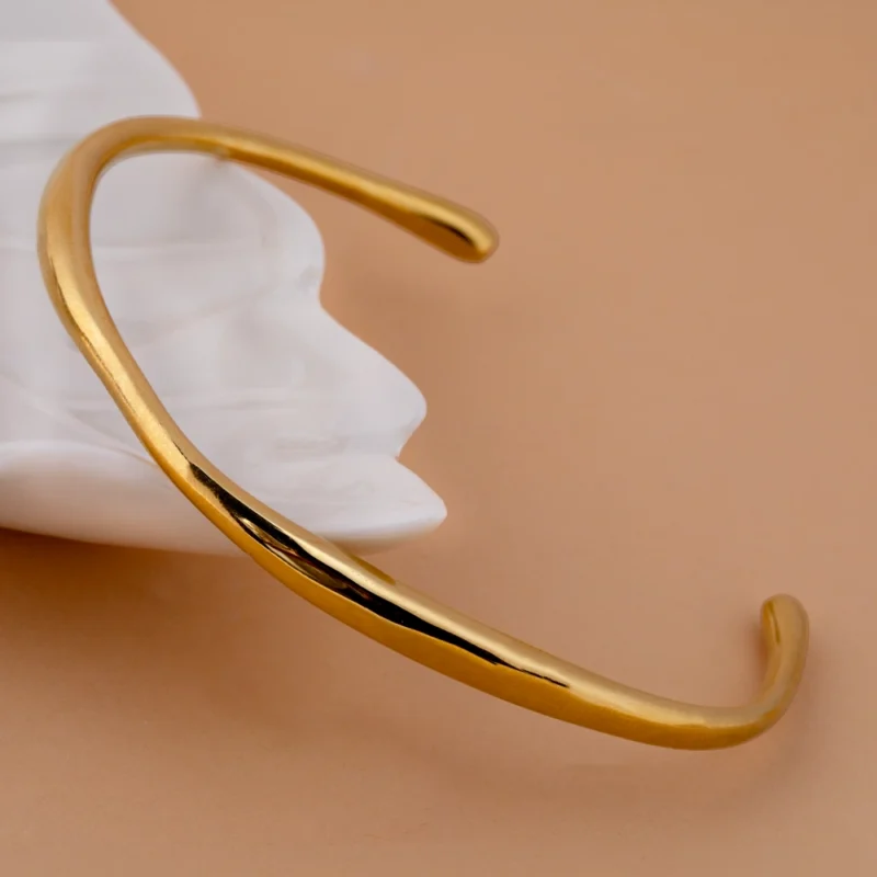 Ruhratna Gold-Plated Cuff Bangle for Women with Minimal Open Design