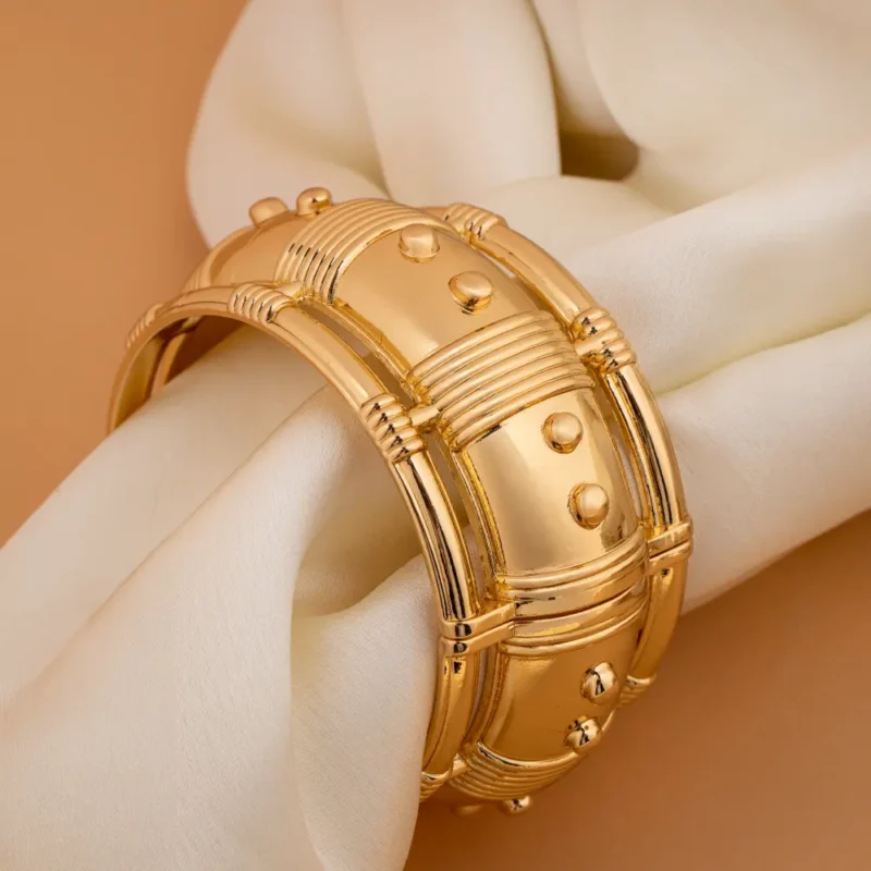 Verona gold bangle set for women with architectural statement design