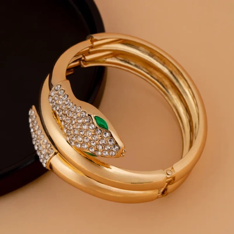 Seraphine Crystal Serpent bangle set for women with gold-toned finish and crystal detailing