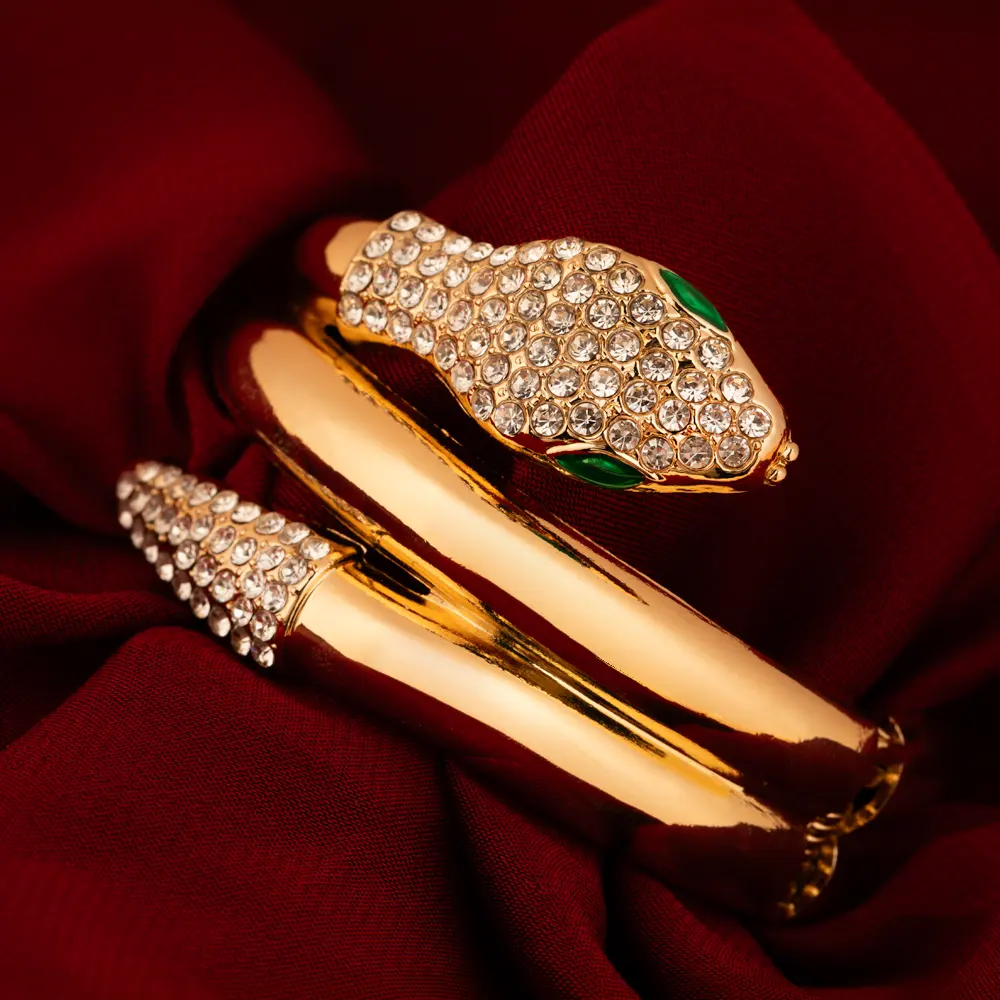 Seraphine – Crystal Serpent Cuff Bangle
