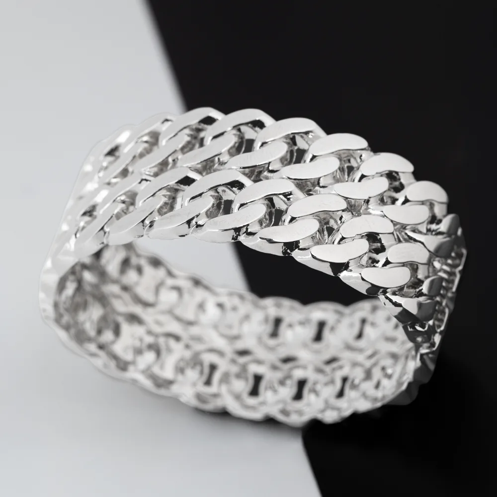 Astra – Silver Chain-Link Statement Cuff