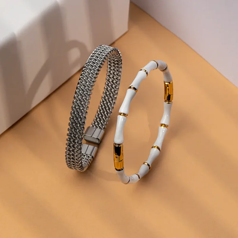 EverBond gifts for him & her couple bracelet set with silver and white bracelets