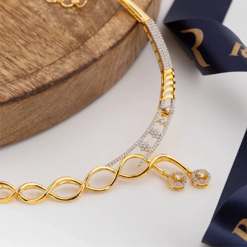 Anantya necklace gift set for her infinity CZ gold finish by RuhRatna India