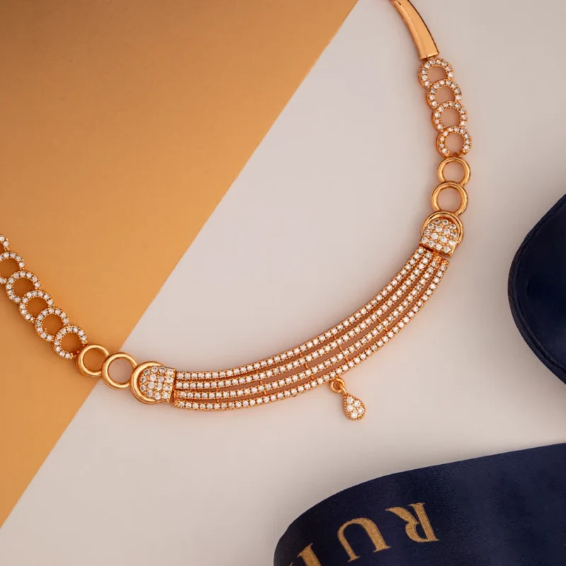 Vireya luxury gift set for her rose gold CZ necklace bracelet earring set by RuhRatna India