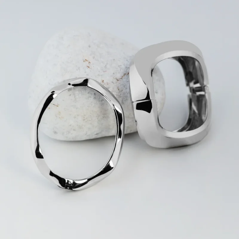 Aether sculptural silver bangle set for women by RuhRatna