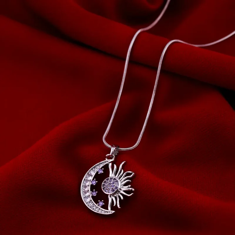 Lunara Celestial Sun and Moon Pendant Necklace for Women