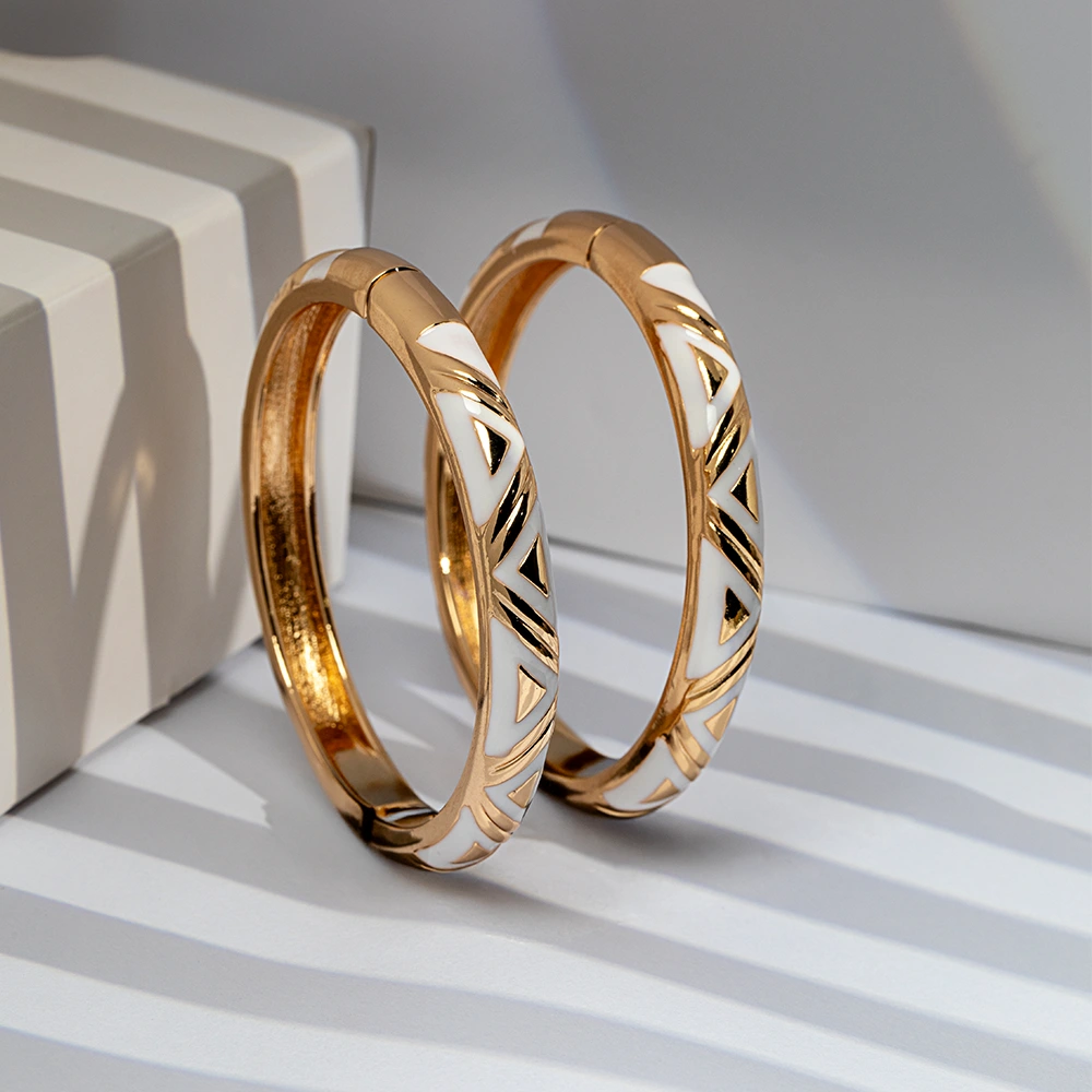 Alora – Ivory Enamel Bangle Duo