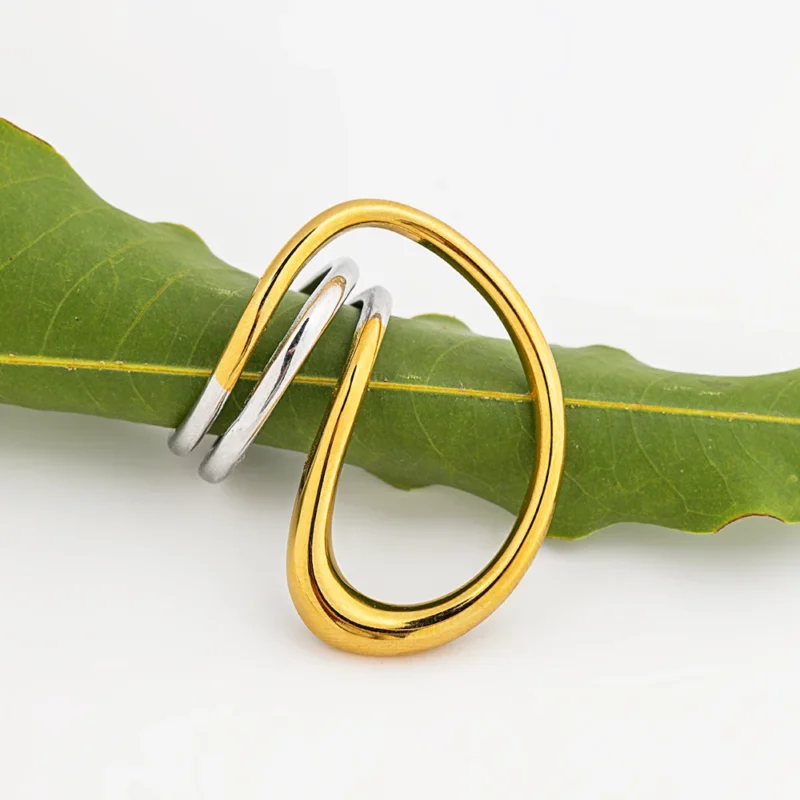 Aureline Duo Sculpt Ring – trendy rings for women in gold and silver